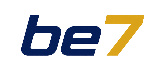 be 7 brand logo in purple neon style